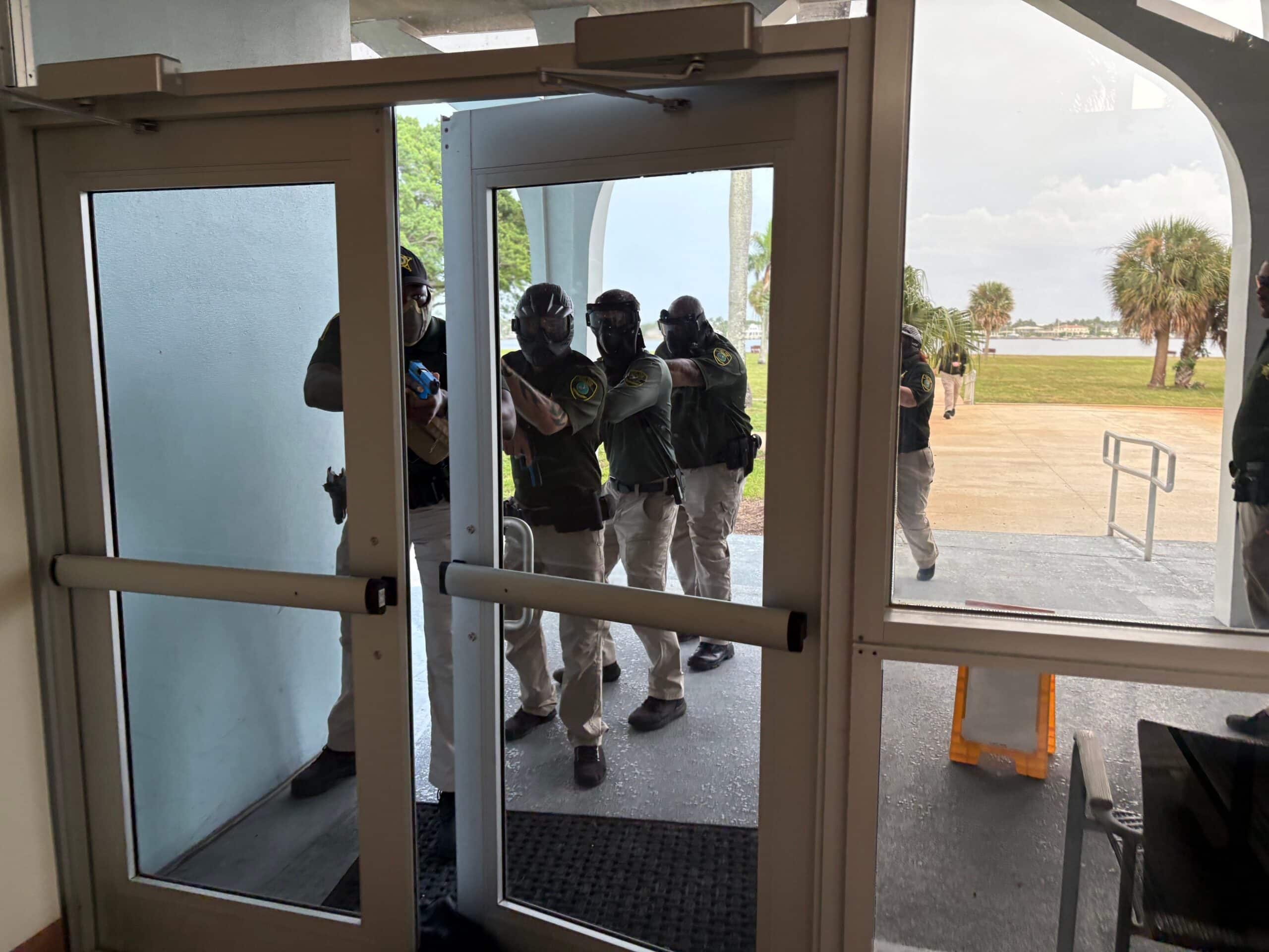 Church security team practicing an entrance response drill